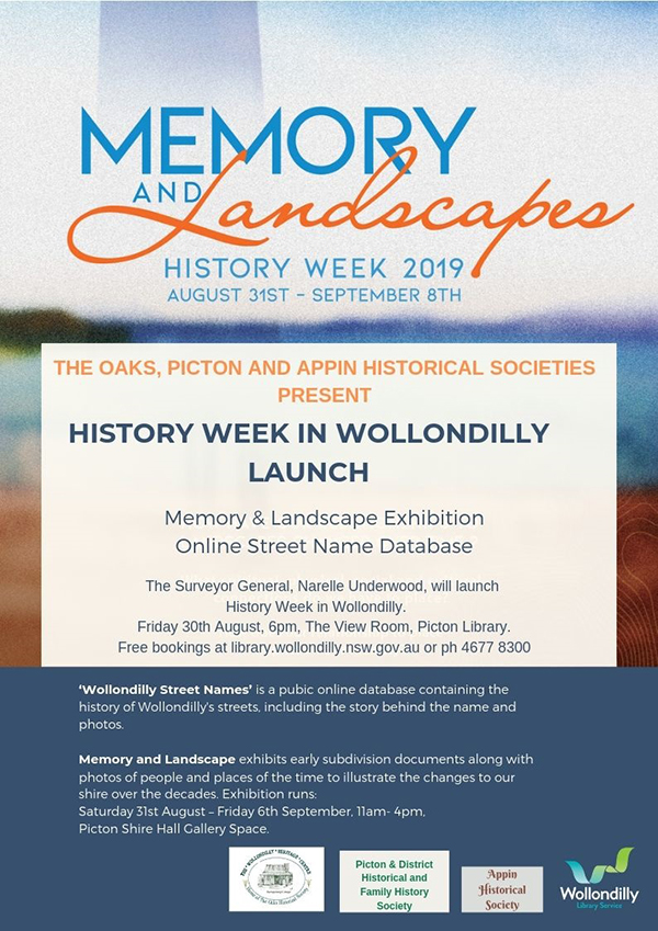 History Week in Wollondilly @ The View Room, Picton Library