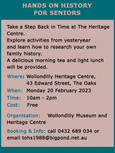 Hands on History for Seniors @ Wollondilly Heritage Centre